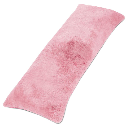 Milliard Full Body Pillow with Shredded Memory Foam | Long Pillow for Sleeping 20x54 | Ultra Soft and Plush Faux Fur Removable Cover (Pink) - Hatke