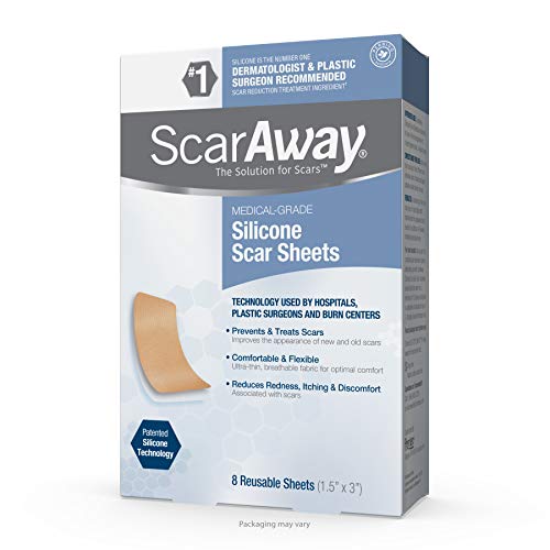 ScarAway Advanced Skincare 8 Reusable Silicone Scar Sheets (1.5" * 3") | Silicone Scar Sheets for Body Scar, Surgical Scar, Burn Scar, Acne Scar and Keloid Scar Treatment. - Hatke