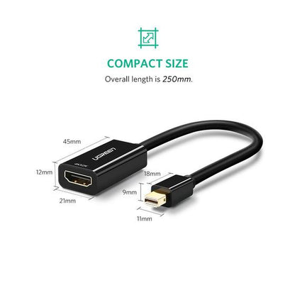 UGREEN Mini DisplayPort to HDMI Adapter 4K | Thunderbolt 2.0 4K Mini DP to HDMI Adapter Cable Suitable for MacBook Pro MacBook Air iMac Surface Book Pro 3 4 5 Thinkpad Google Pixel Chromebook - Black | 40360 - Hatke