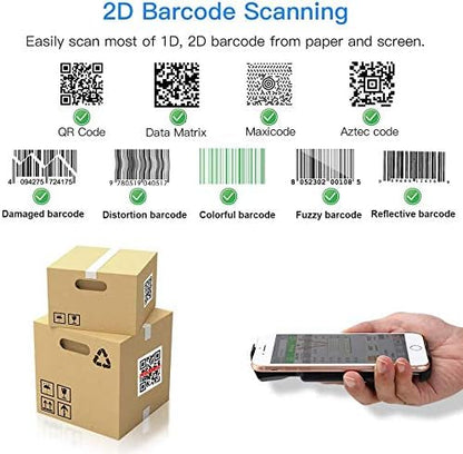 Upgraded Eyoyo QR Code Scanner Bluetooth Android Barcode Scanner, Portable Back Clip Wireless 1D 2D UPC ISBN Inventory Barcode Reader PDF417 Data Matrix Code Compatible with iPhone, Android Phone - Hatke