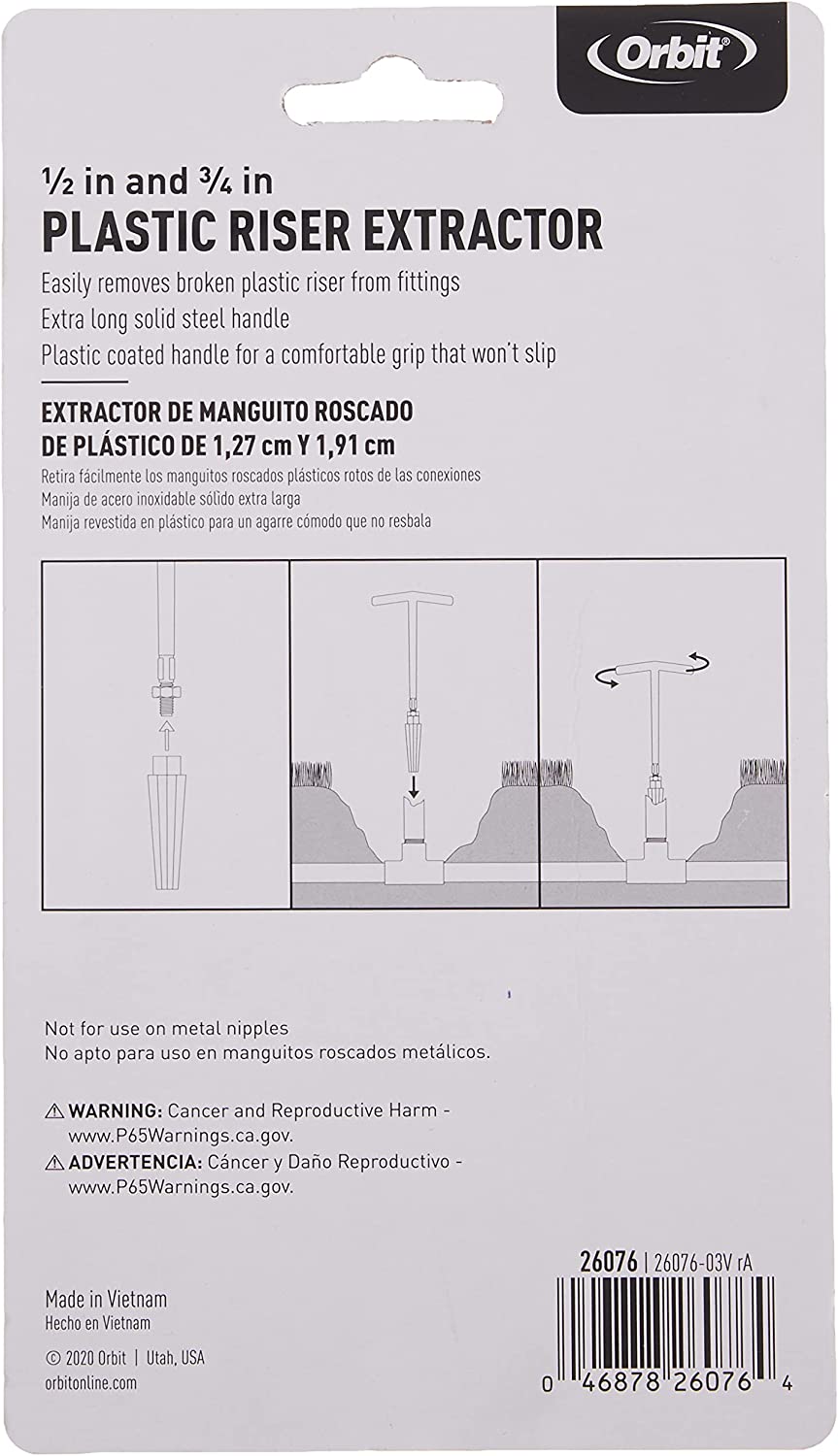 Orbit Sprinkler System 1/2-Inch & 3/4-Inch Plastic Riser Extractor 26076 - Hatke