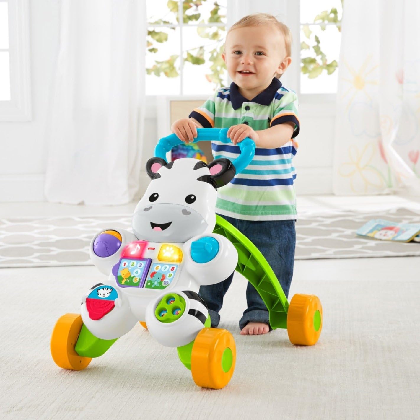 Fisher-Price Baby to Toddler Learning Toy, Learn with Me Zebra Walker with Music Lights and Activities for Ages 6+ Months - Hatke