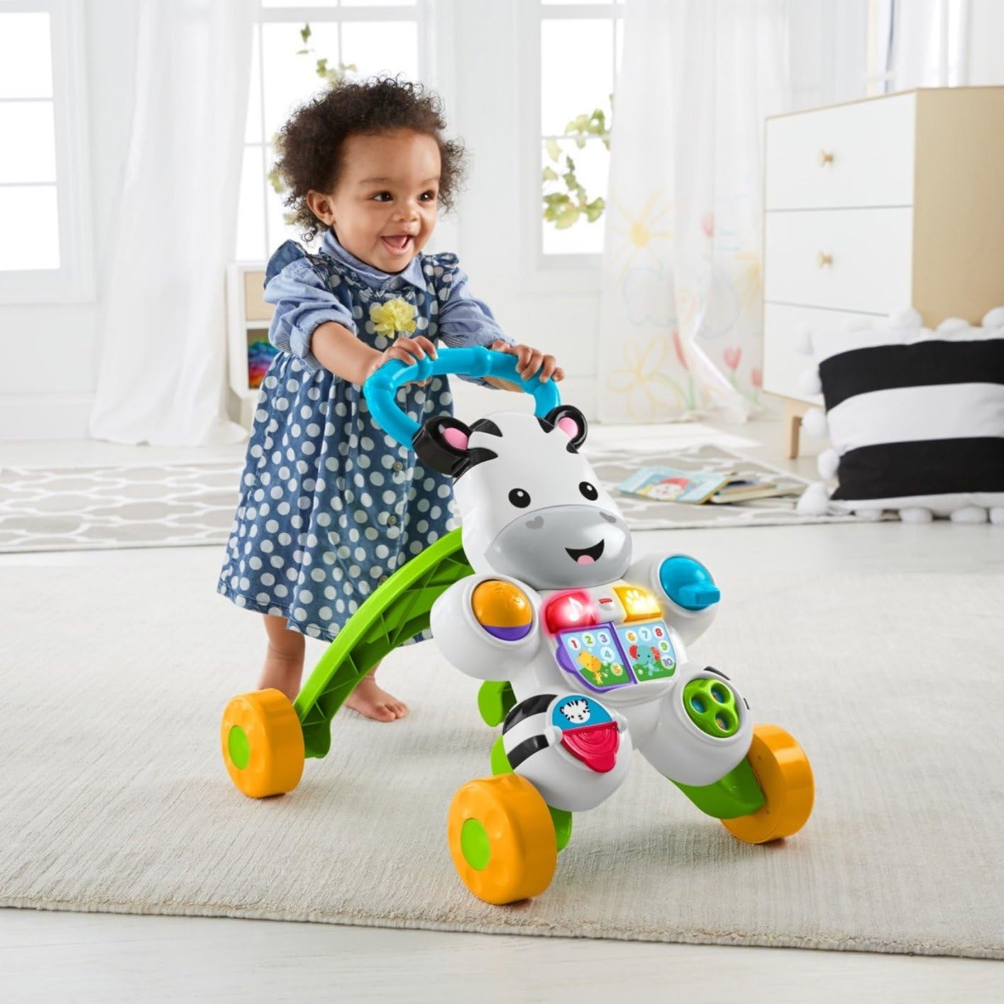 Fisher-Price Baby to Toddler Learning Toy, Learn with Me Zebra Walker with Music Lights and Activities for Ages 6+ Months - Hatke