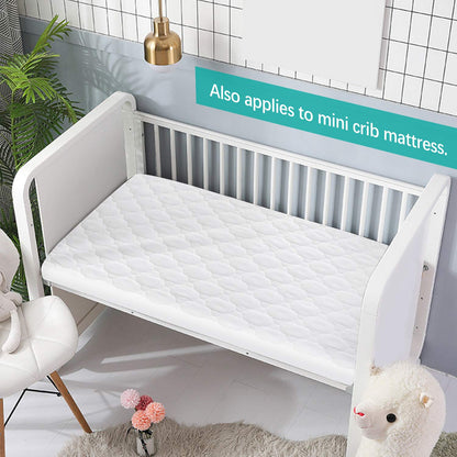 Pack N Play Waterproof Baby Crib Mattress Pad - 39" x 27" Fitted Cover Protector for Mini & Portable Playard Mattresses - Hypoallergenic Ultra Soft Padding -White - Hatke