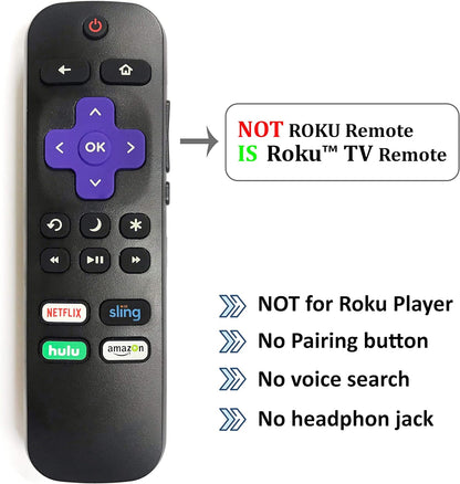 Universal Roku TV Remote Works with All Roku Built-in TV. TCL/Hisense/Hitachi/Haier/RCA/Philips/LG/Element/Sanyo... Does not Work with Roku Player and Roku Stick!! - Hatke