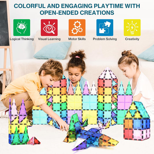 PicassoTiles 100 Pieces Magnet Building Tiles (PT100) | STEM Toys | Magnetic 3D Blocks Construction Playboards, Creativity Beyond Imagination, Inspirational, Recreational, Educational Conventional - Hatke