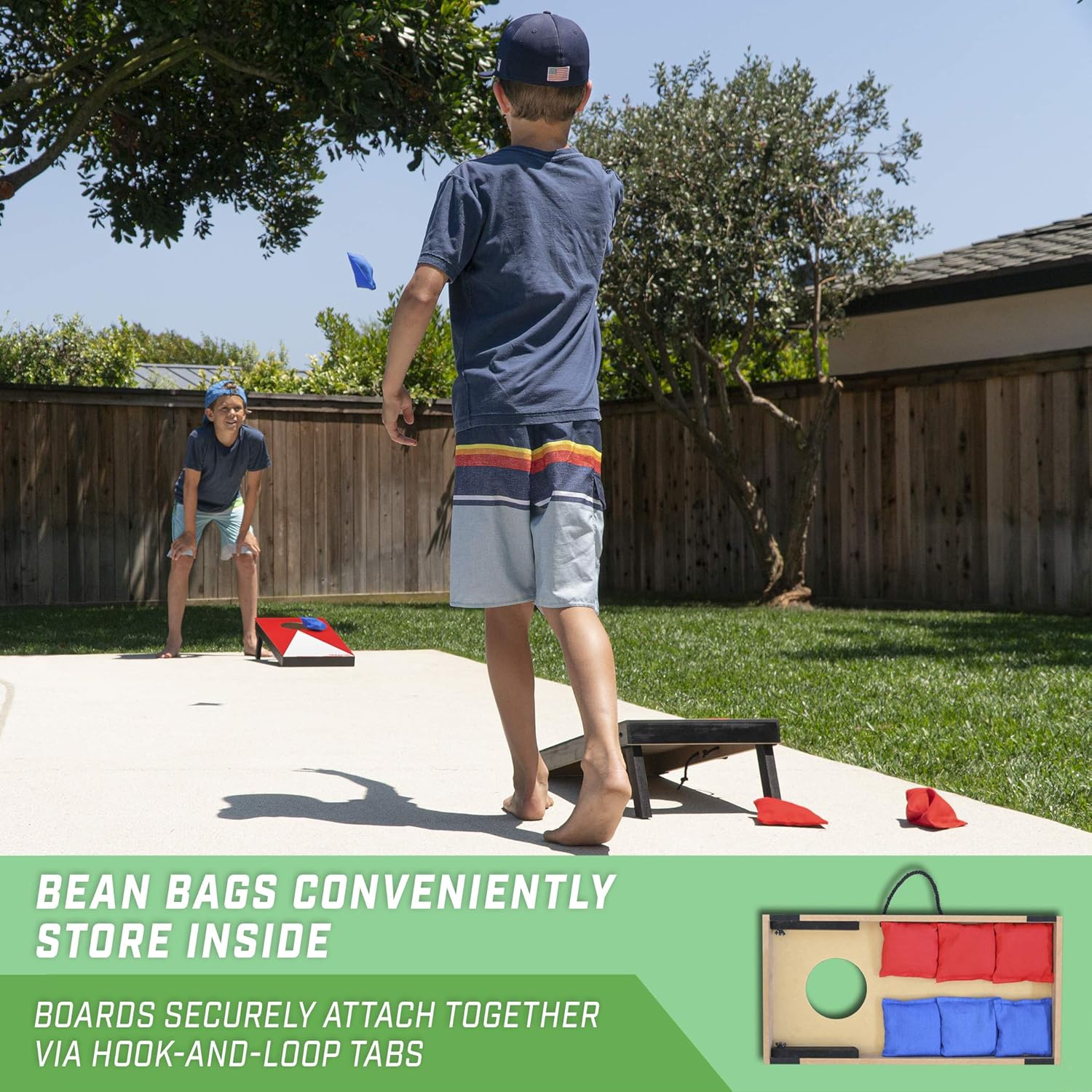 GoSports Portable Junior Size Cornhole Game Set with 6 Bean Bags - Great for All Ages Indoors & Outdoors - Hatke