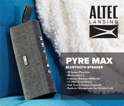 Altec Lansing Pyre Max - Bluetooth Speaker with Soft Touch Buttons - Grey - Hatke