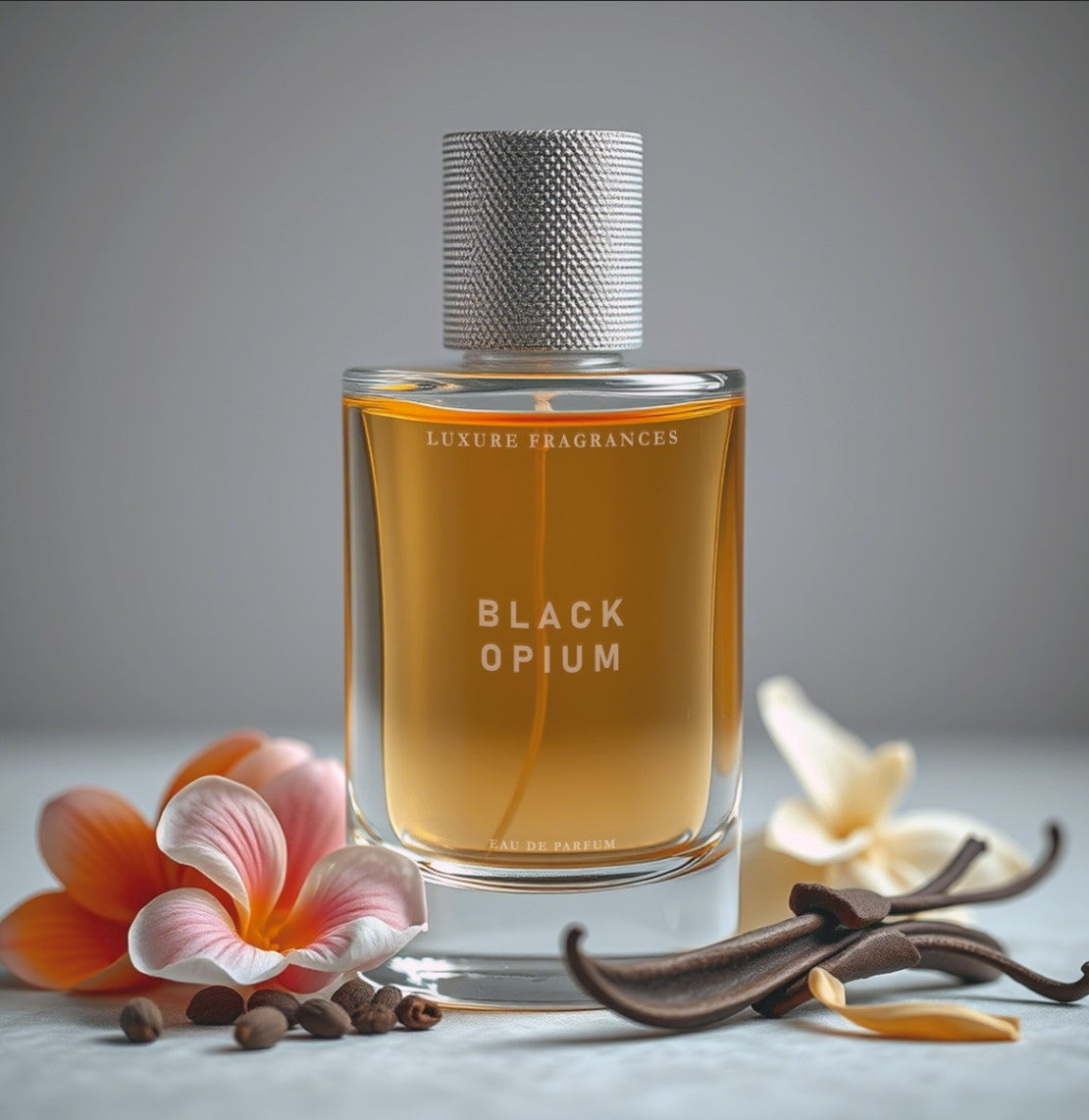 Black Opium by Luxure Fragrances - Floral Amber Vanilla Perfume - Eau De Parfum - For Her - 50ml - Hatke