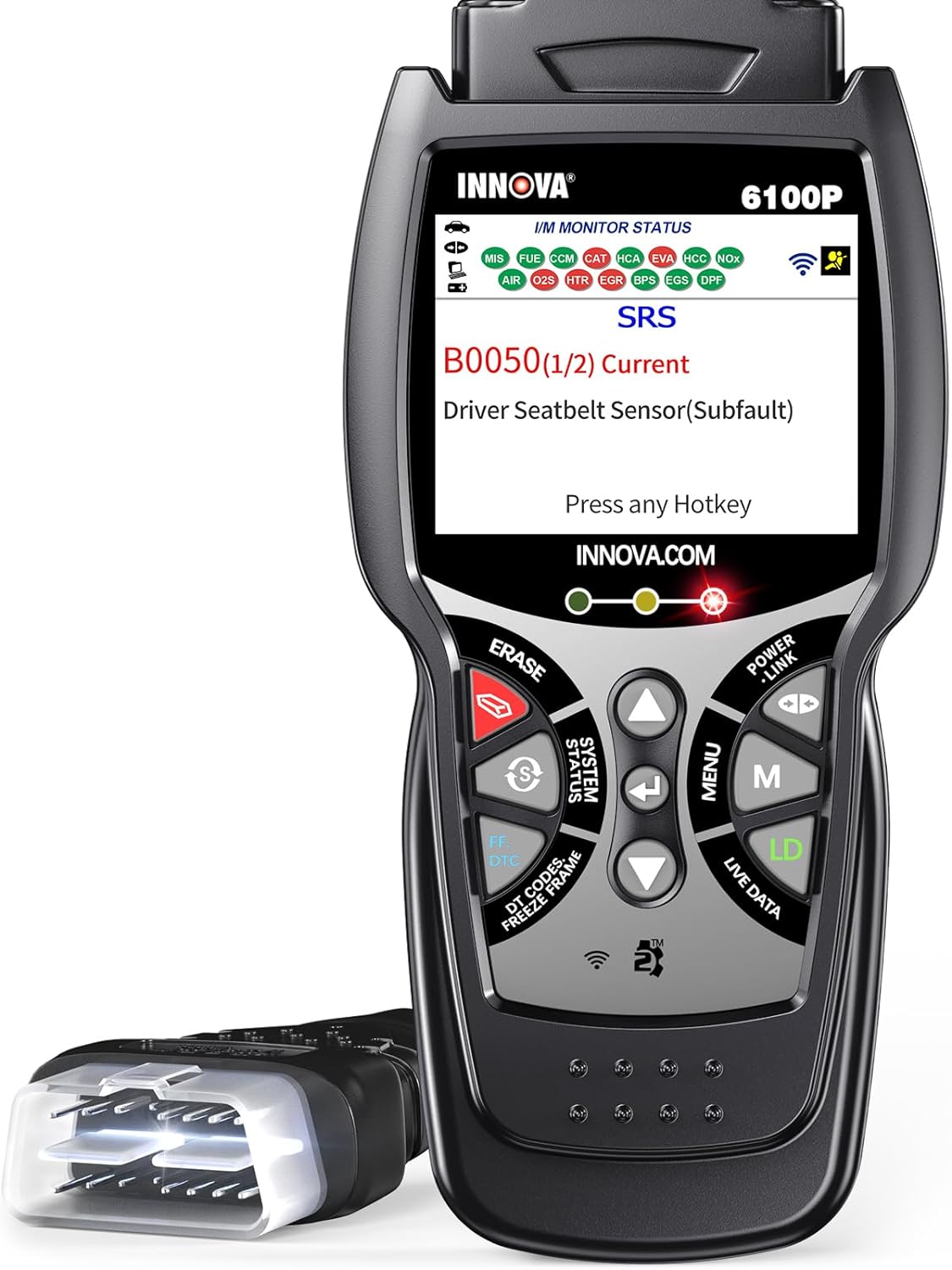 INNOVA 6100P SRS ABS OBD2 Scanner Car Code Reader Scan Tool Ignition Tester with Battery Alternator Test Oil Service Light Reset Car Health Monitor - Hatke