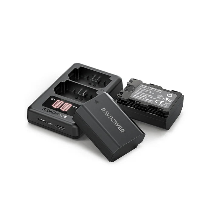 RAVPower Savior Series Dual USB Dual Slot Charger For NP-FW50 Camera Batteries - Hatke