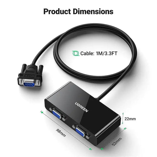 UGreen VGA Male To 2 VGA Female Splitter Cable - 20918 - Hatke