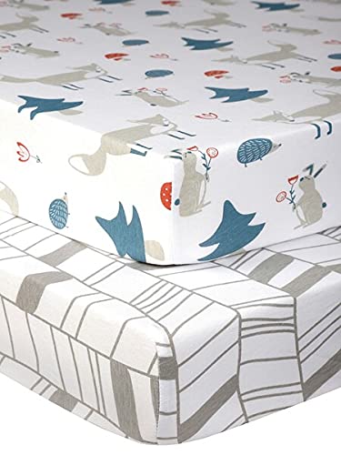 Pickle & Pumpkin Premium Graco Pack n Play Mattress Sheet | 100% Organic Jersey Cotton Pack and Play Fitted Sheet | 2 Pack | Perfect for Graco Playard and Playpen Mattress | Fox & Chevron Design - Hatke