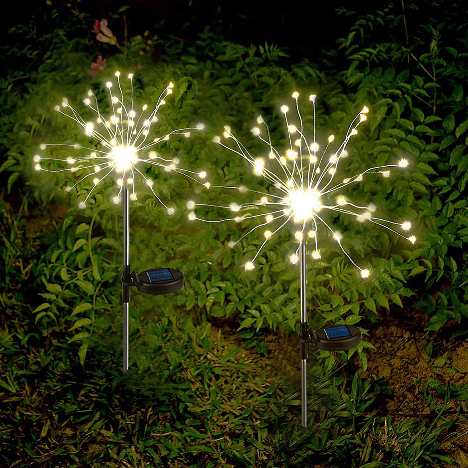 Solar Powered Garden Firework String Lights with 2 Lighting Modes Twinkling and Steady-ON for Garden, Patio, Yard, Flowerbed, Parties (Warm White) by Anordsem - Hatke