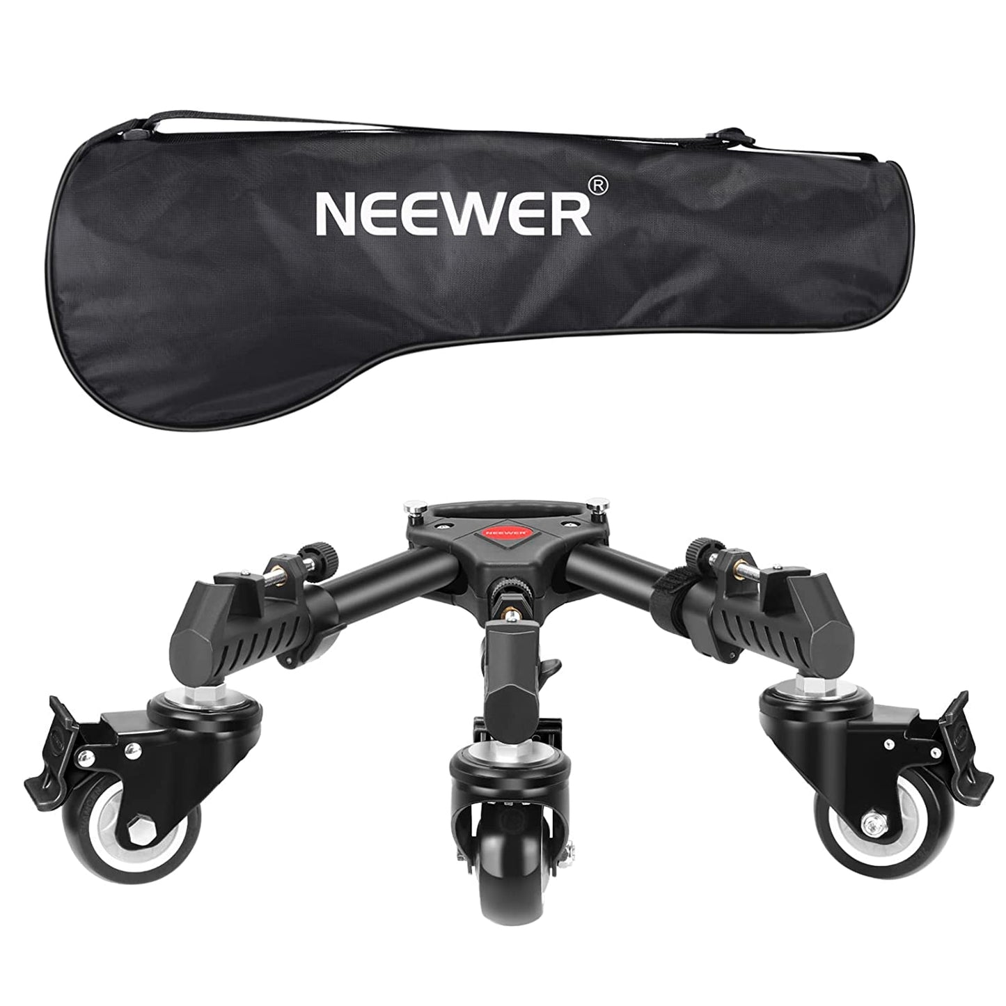 Neewer Photography Professional Heavy Duty Tripod Dolly with Rubber Wheels and Adjustable Leg Mounts for Canon Nikon Sony DSLR Cameras Camcorder Photo Video Lighting - Hatke