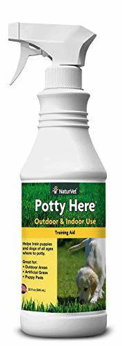 NaturVet - Potty Here Training Aid Spray - Attractive Scent Helps Train Puppies & Dogs Where to Potty - Formulated for Indoor & Outdoor Use - 32 oz - Hatke