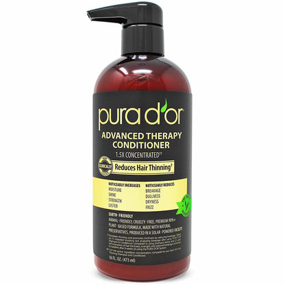 PURA D'OR Advanced Therapy Conditioner (16oz) For Increased Moisture, Strength, Volume & Texture, No Sulfates, Made with Argan Oil & Biotin, All Hair Types, Men & Women (Packaging May Vary) - Hatke