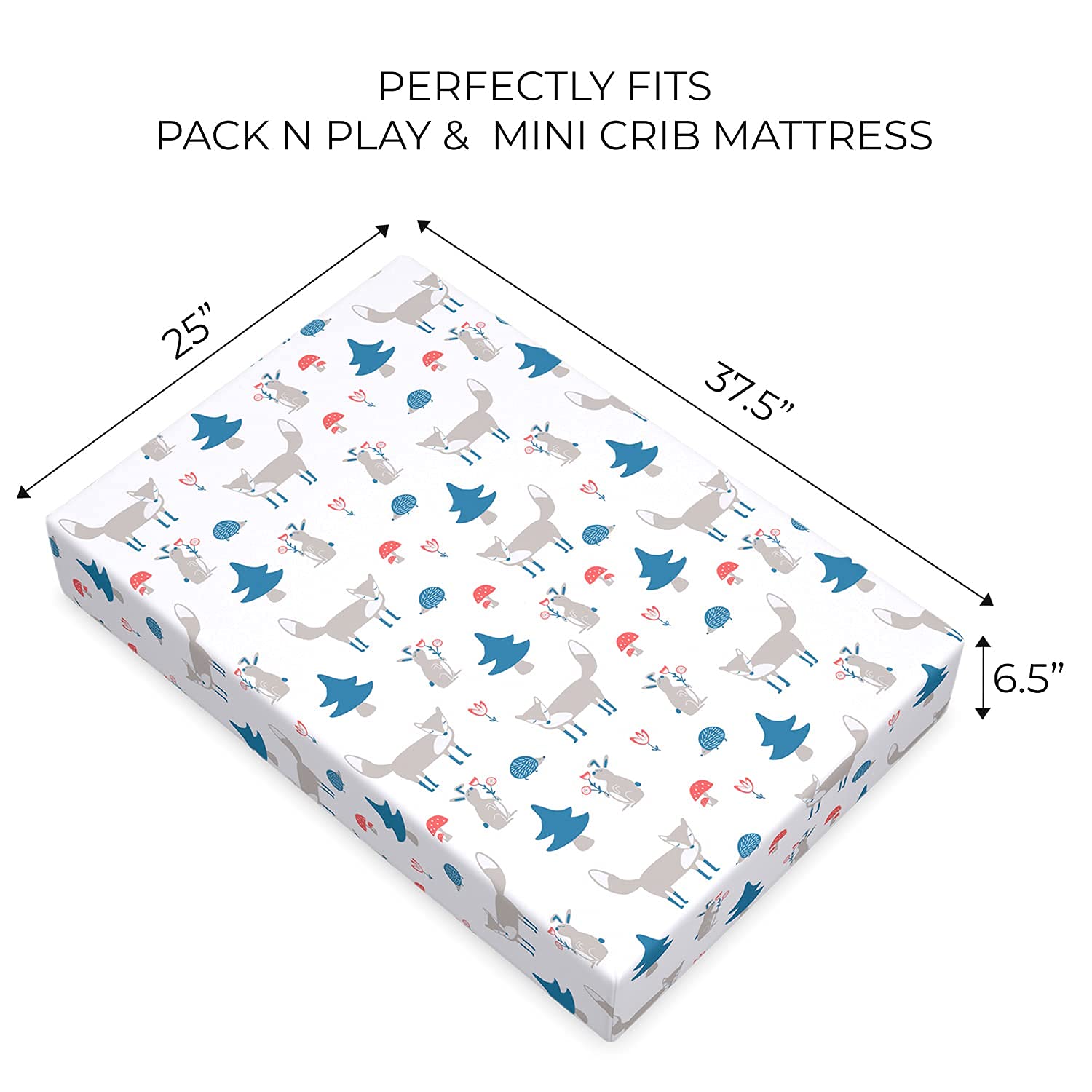 Pickle & Pumpkin Premium Graco Pack n Play Mattress Sheet | 100% Organic Jersey Cotton Pack and Play Fitted Sheet | 2 Pack | Perfect for Graco Playard and Playpen Mattress | Fox & Chevron Design - Hatke