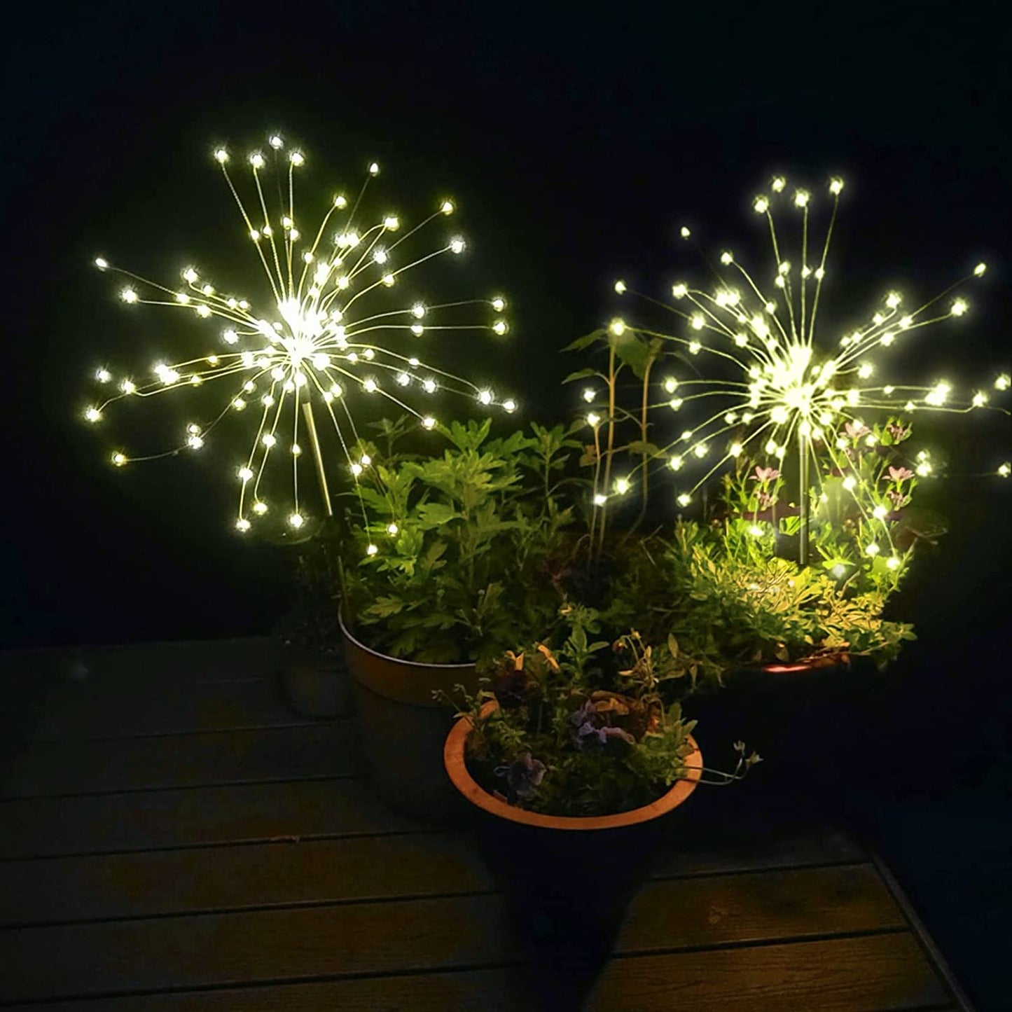 Solar Powered Garden Firework String Lights with 2 Lighting Modes Twinkling and Steady-ON for Garden, Patio, Yard, Flowerbed, Parties (Warm White) by Anordsem - Hatke