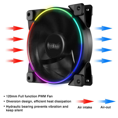 Pccooler 120mm 3 pcs Fan Moonlight Series, PC-3M120 RGB LED Computer Case Fan - PWM PC Cooling Fan - Dual Light Loop Quiet Fan/Multiple Light Modes with Controller for PC Cases, CPU Coolers - Hatke