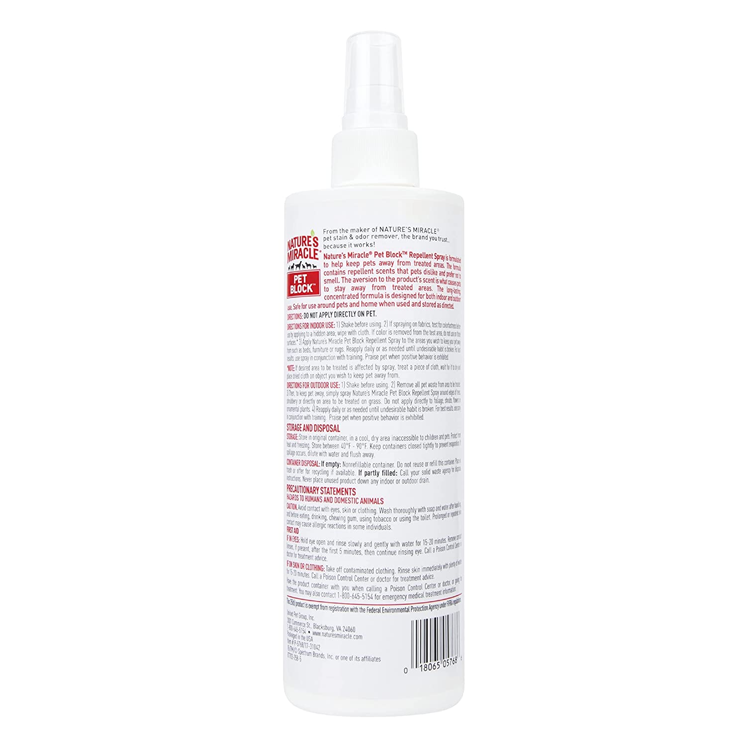 Nature's Miracle Pet Block Repellent Spray, (16 fl. oz./473 ml) - P5768 - Hatke