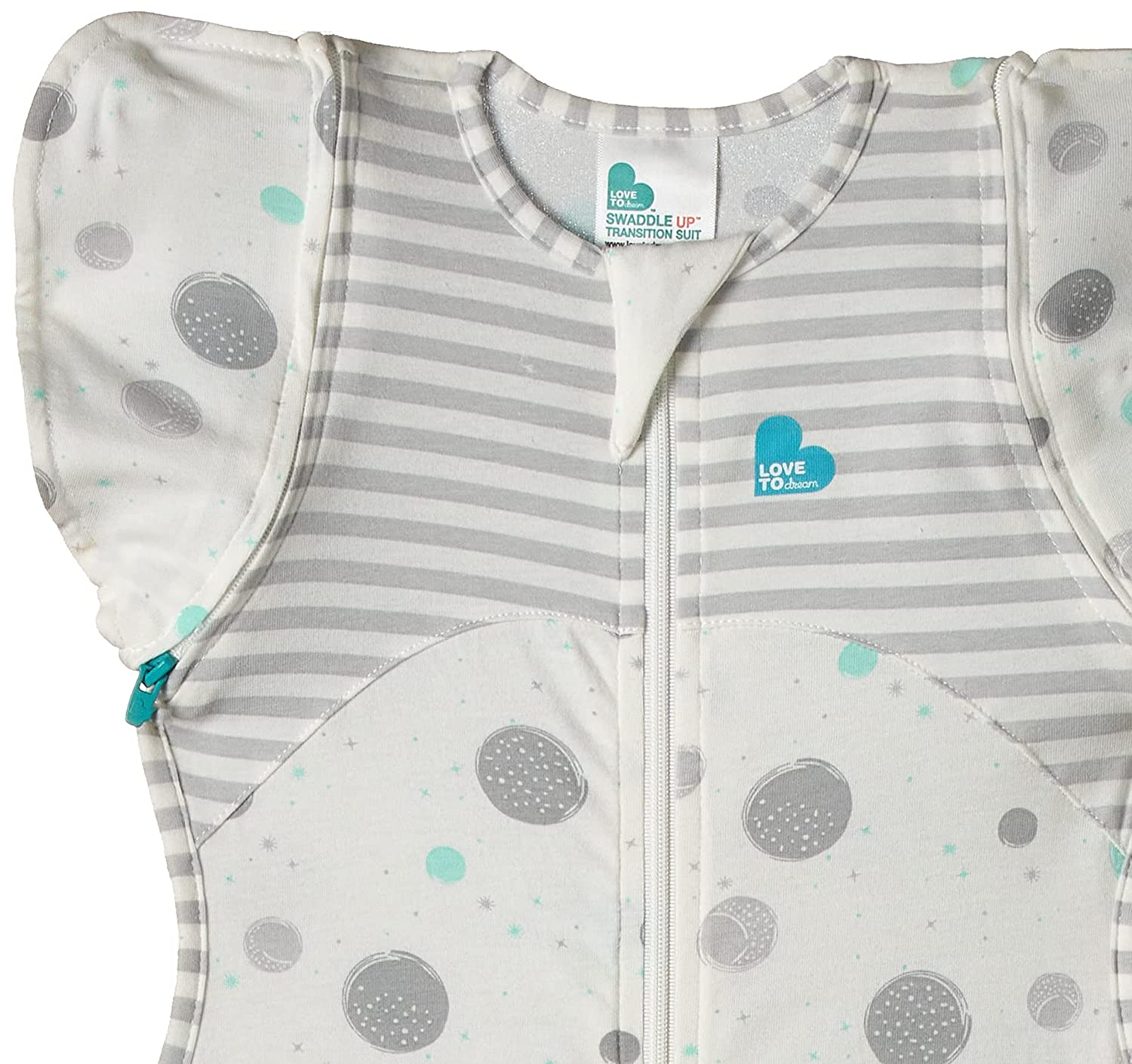 Love To Dream Swaddle UP Transition Suit 0.2 TOG, White, Large (8.5-11 kg / 19-24 lbs) Patented Zip-Off Wings and Unique Self-Soothing Sleeves, Safely Transition from Swaddled to Arms-Free Before Rolling Over - Hatke