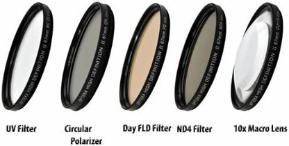 Opteka 52mm High Definition II Professional 5 Piece Filter Kit includes UV, CPL, FL, ND4 and 10x Macro Lens For Canon EF 28mm f/2.8, 35mm f/2. 50mm f/1.8 II, 50mm f/2.5 Macro, EF-S 60mm f/2.8, 135mm f/2.8, 35-80mm f/4-5.6, & 80-200mm f/4.6-5.6 SLR Lenses - Hatke