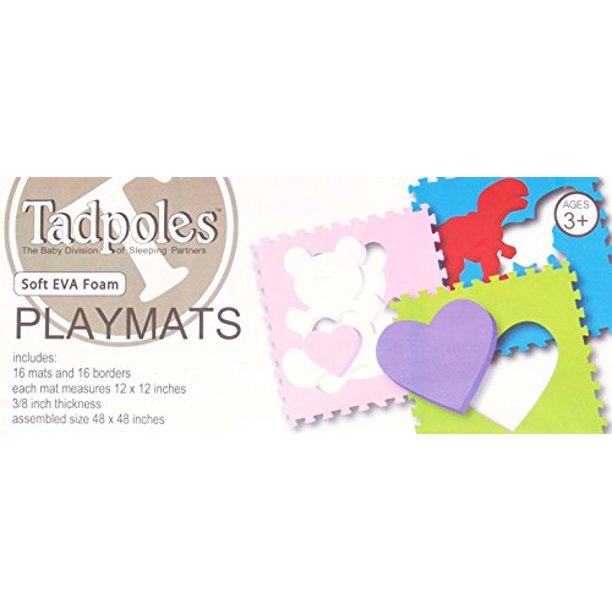 Tadpoles Soft EVA Foam 16pc Playmat Set, Stars, Blue/Grey, 50"x50" - Hatke