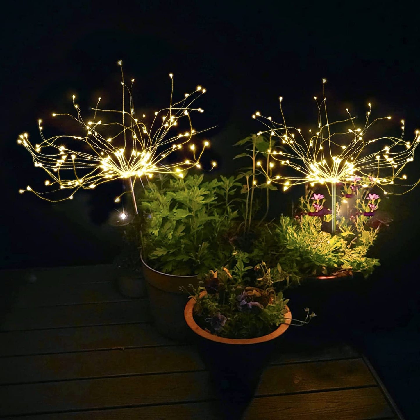 Solar Powered Garden Firework String Lights with 2 Lighting Modes Twinkling and Steady-ON for Garden, Patio, Yard, Flowerbed, Parties (Warm White) by Anordsem - Hatke