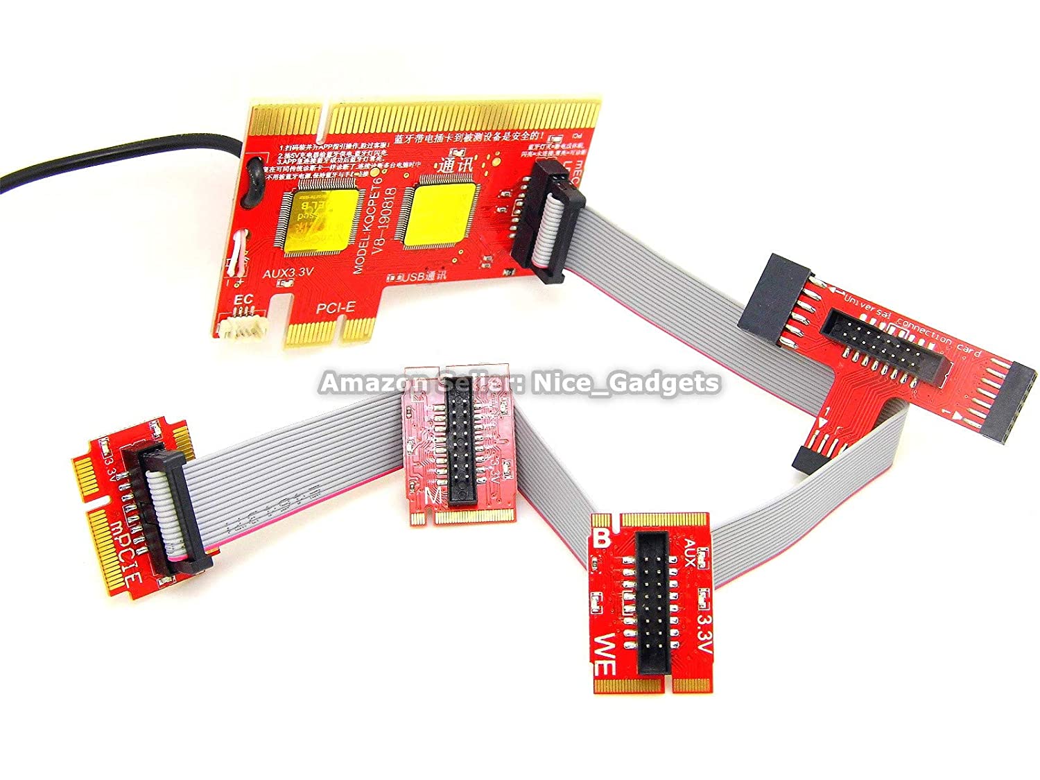 Qiguan 6 Digit Complete PC and Laptop Computer Motherboard Quick Repair Diagnostic Analyse Post Test Cards Kit - Unique USB Diagnosis Featured Diagnostic Analyzer Debug Kit Multiport Support PCIe, PCI, LPC, MiniPCI-E, M.2, mSATA, EC - Hatke