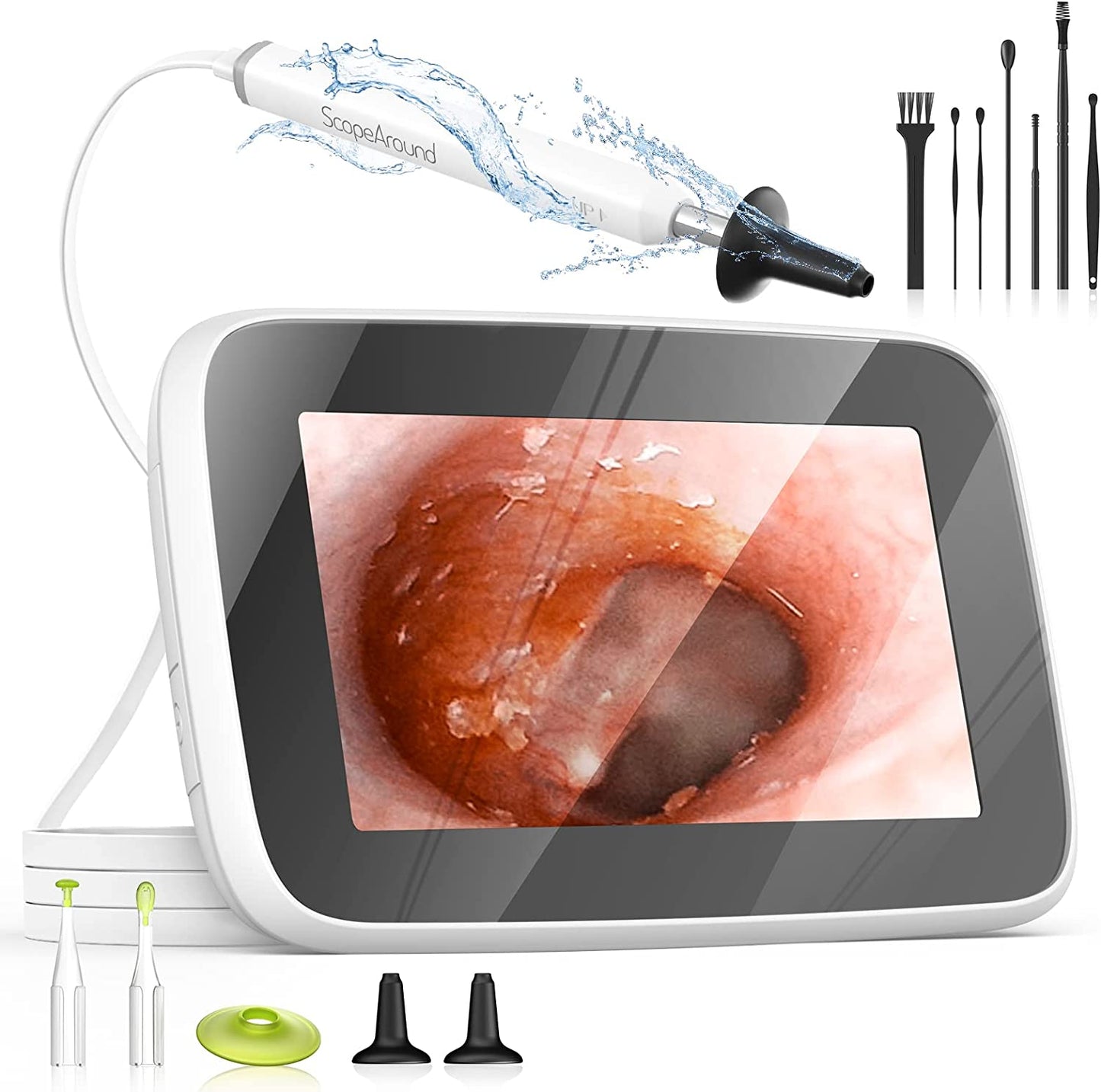 ScopeAround Digital Otoscope with 4.3" IPS Screen, 6 LED Lights, HD Video Ear Scope Camera, Supports Photo Snap and Video Recording - Hatke