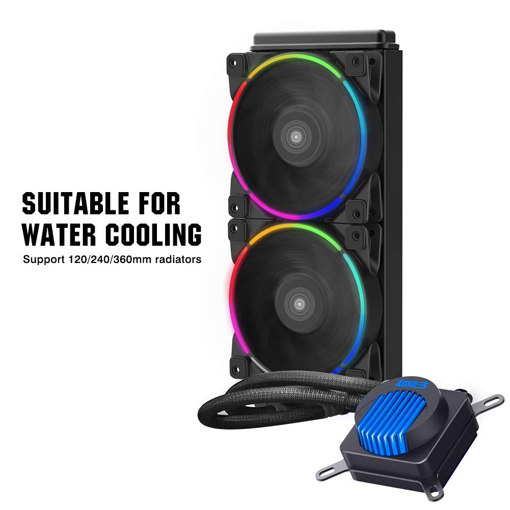 Pccooler 120mm 3 pcs Fan Moonlight Series, PC-3M120 RGB LED Computer Case Fan - PWM PC Cooling Fan - Dual Light Loop Quiet Fan/Multiple Light Modes with Controller for PC Cases, CPU Coolers - Hatke