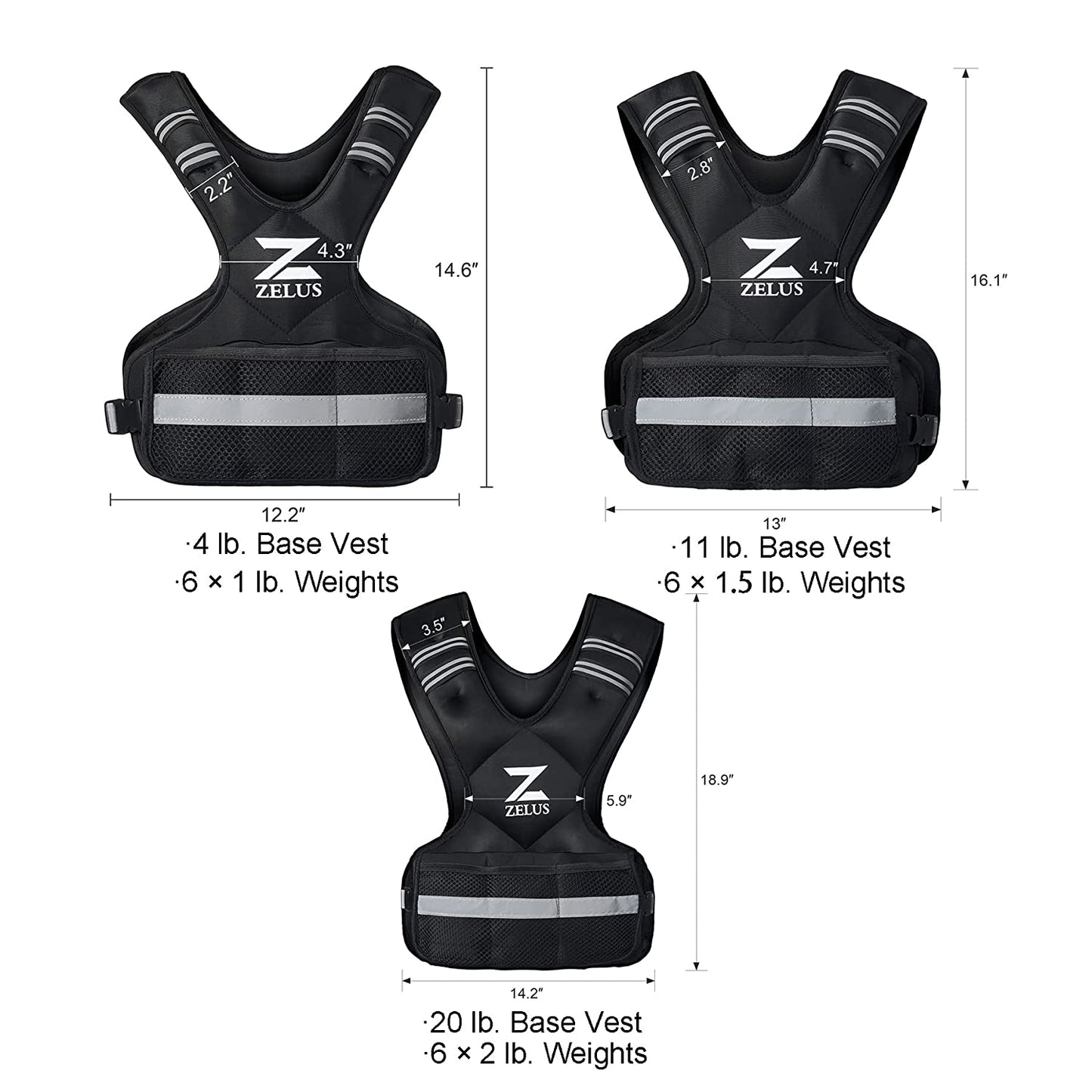 ZELUS Adjustable Weighted Vest, 4-10lbs Body Weight Vest for Men, Women, Kids - Hatke