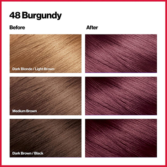 Revlon Colorsilk Beautiful Color, Permanent Hair Color with Keratin, 40ml + 40ml + 11.8ml - 48 Burgundy (Pack of 1) - Hatke