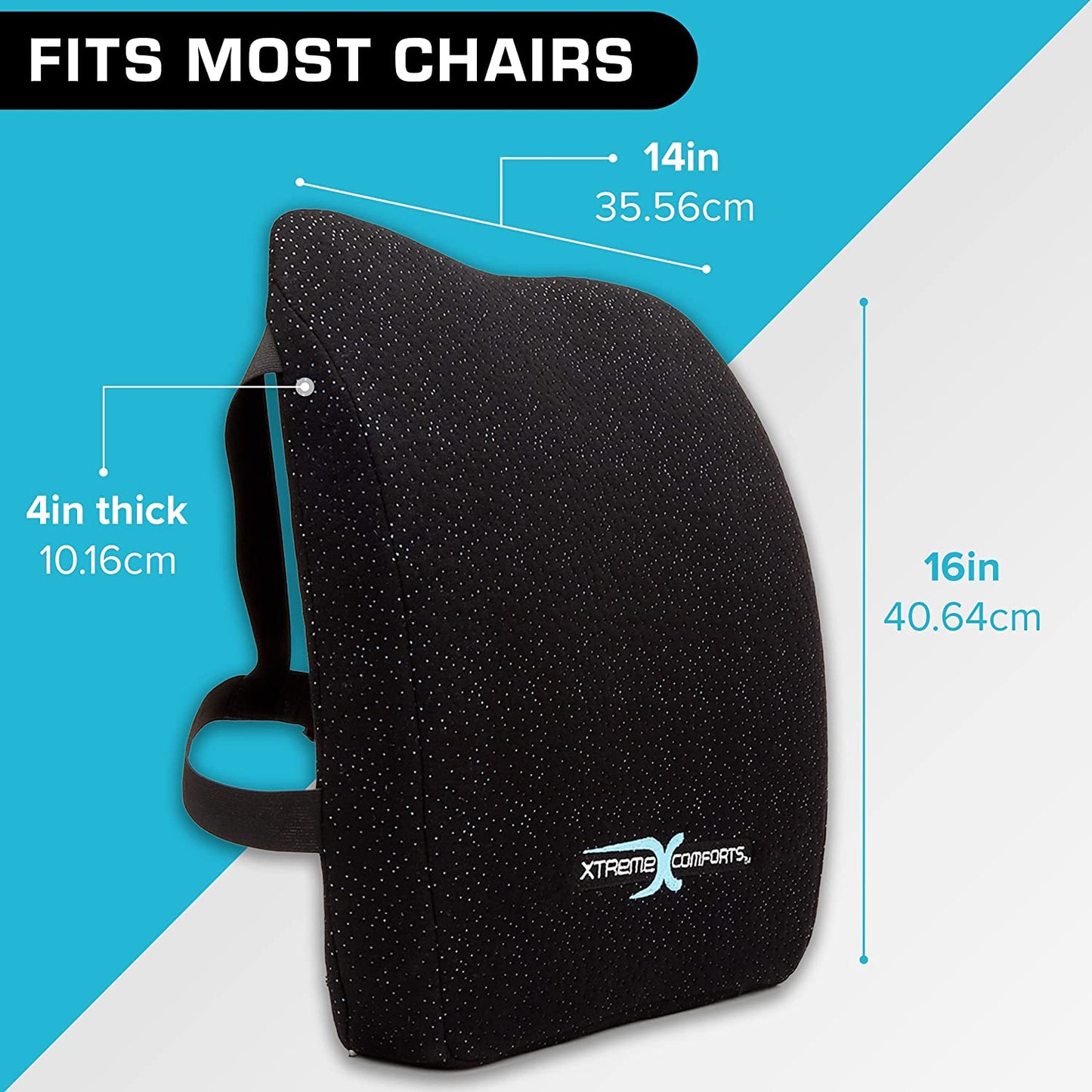 Xtreme Comforts Lumbar Back Support Pillow for Office Chair Cushion, House Chair Cushions, & Car Truck Seat - Memory Foam Office Chair Back Support with Adjustable Strap - Hatke