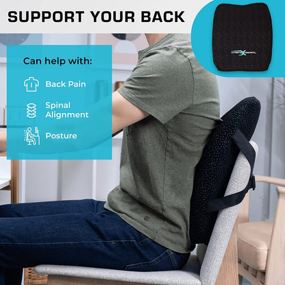 Xtreme Comforts Lumbar Back Support Pillow for Office Chair Cushion, House Chair Cushions, & Car Truck Seat - Memory Foam Office Chair Back Support with Adjustable Strap - Hatke