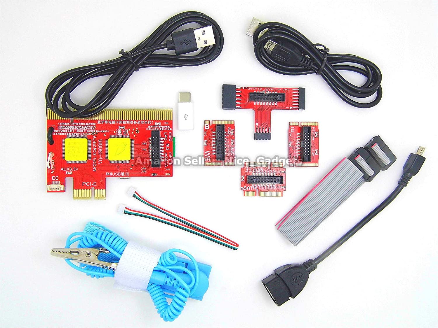 Qiguan 6 Digit Complete PC and Laptop Computer Motherboard Quick Repair Diagnostic Analyse Post Test Cards Kit - Unique USB Diagnosis Featured Diagnostic Analyzer Debug Kit Multiport Support PCIe, PCI, LPC, MiniPCI-E, M.2, mSATA, EC - Hatke