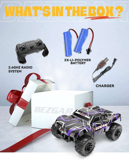 BEZGAR TS201 RC Cars-1:20 Remote Control Cars-2WD,15 Km/h All Terrains Offroad Remote Control Truck-RC Racing Car with 2 Rechargeable Batteries, Holiday Xmas Gift for Boys Kids, Adults - Hatke