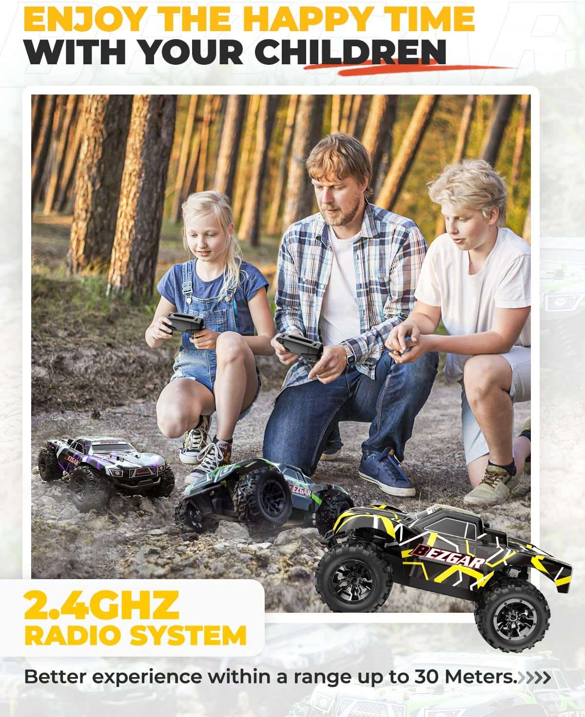 BEZGAR TS201 RC Cars-1:20 Remote Control Cars-2WD,15 Km/h All Terrains Offroad Remote Control Truck-RC Racing Car with 2 Rechargeable Batteries, Holiday Xmas Gift for Boys Kids, Adults - Hatke