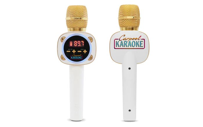 Carpool Karaoke The Mic 1.0, Bluetooth Wireless Karaoke Microphone System, White CPK545 by Singing Machine, Gold & White - Hatke