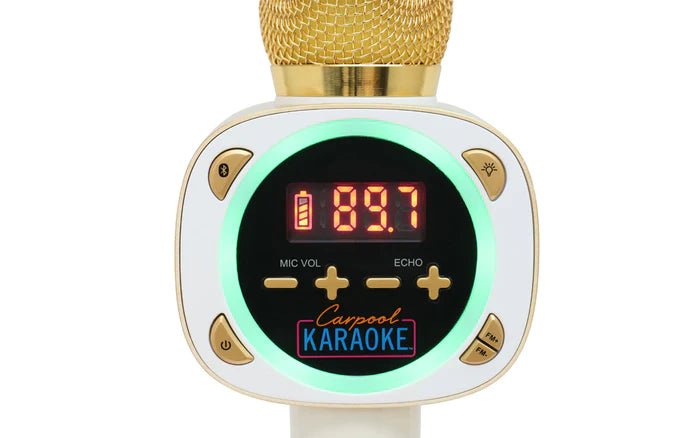 Carpool Karaoke The Mic 1.0, Bluetooth Wireless Karaoke Microphone System, White CPK545 by Singing Machine, Gold & White - Hatke