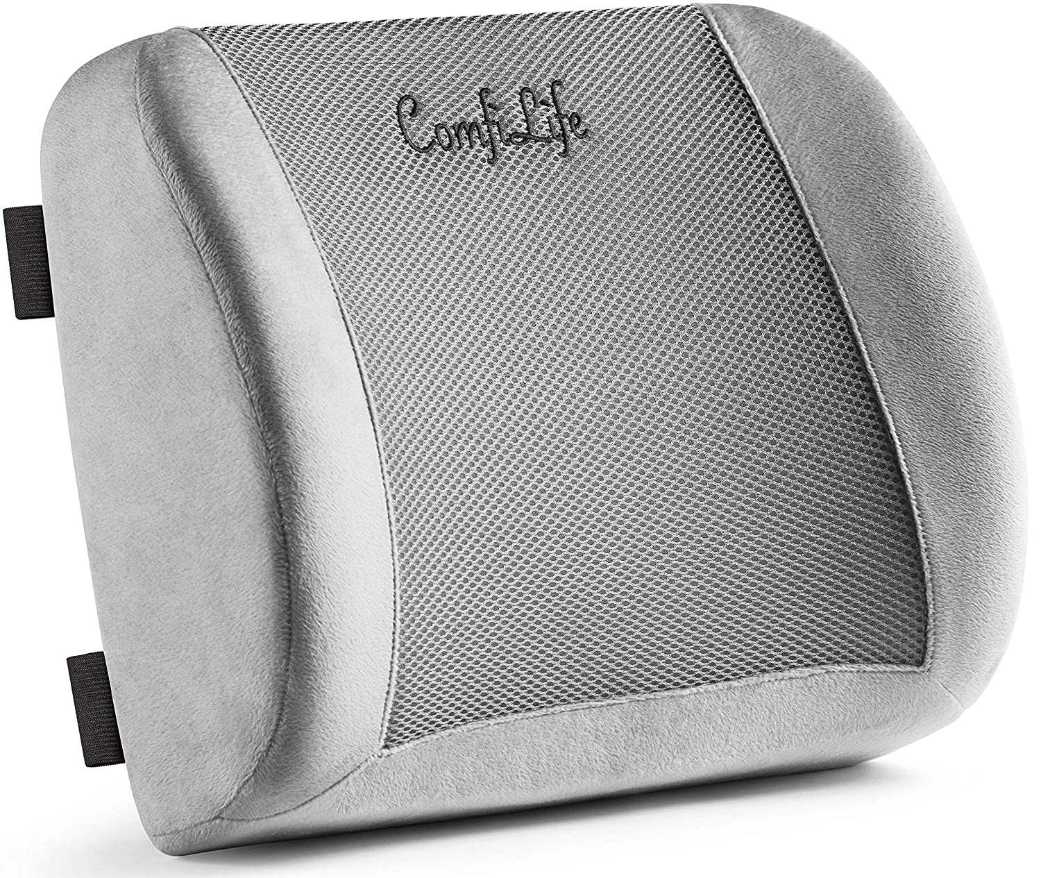 ComfiLife Lumbar Support Memory Foam Back Pillow with Adjustable Strap and Breathable 3D Mesh Office Chair and Car Seat Cushion - Hatke