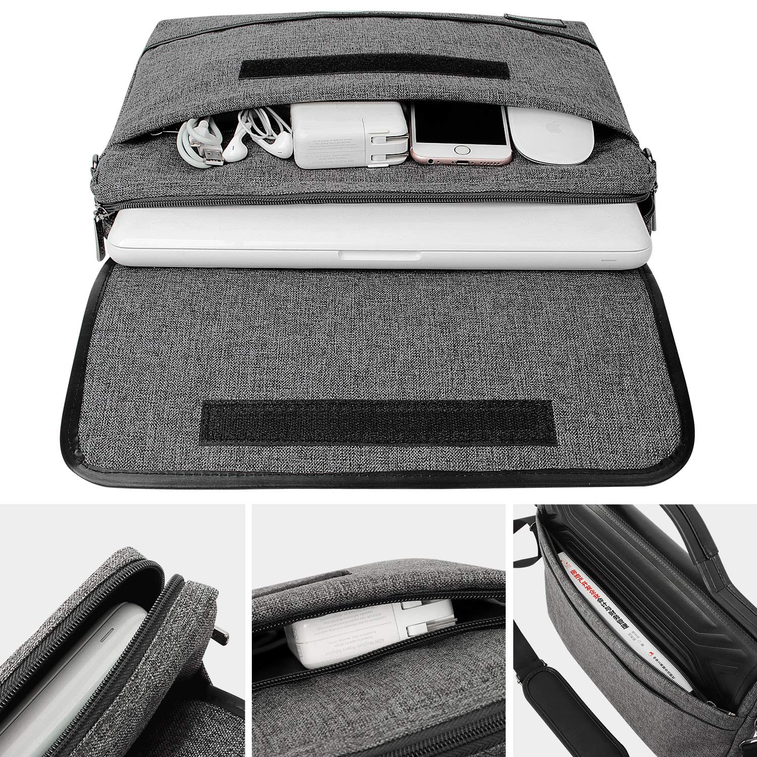 DOMISO 17 Inch Multi-Functional Laptop Sleeve with Strap Business Briefcase  Waterproof Messenger Shoulder Bag for 17