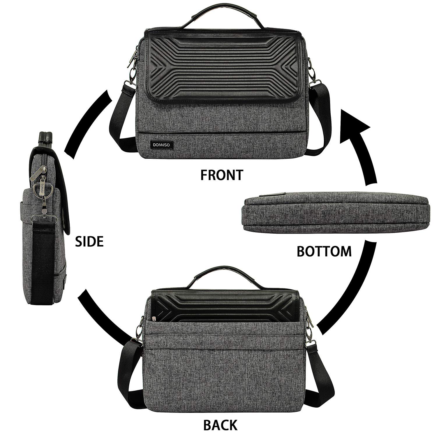 DOMISO 17 Inch Multi-Functional Laptop Sleeve with Strap Business Briefcase  Waterproof Messenger Shoulder Bag for 17