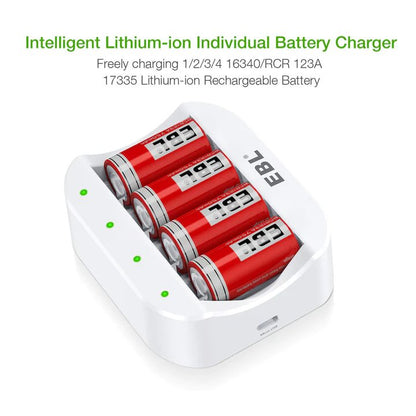 EBL LN-6668 C668 4-Bay Individual Battery Charger for RCR123A CR123A 16340 RCR2 CR2 15270 - Hatke