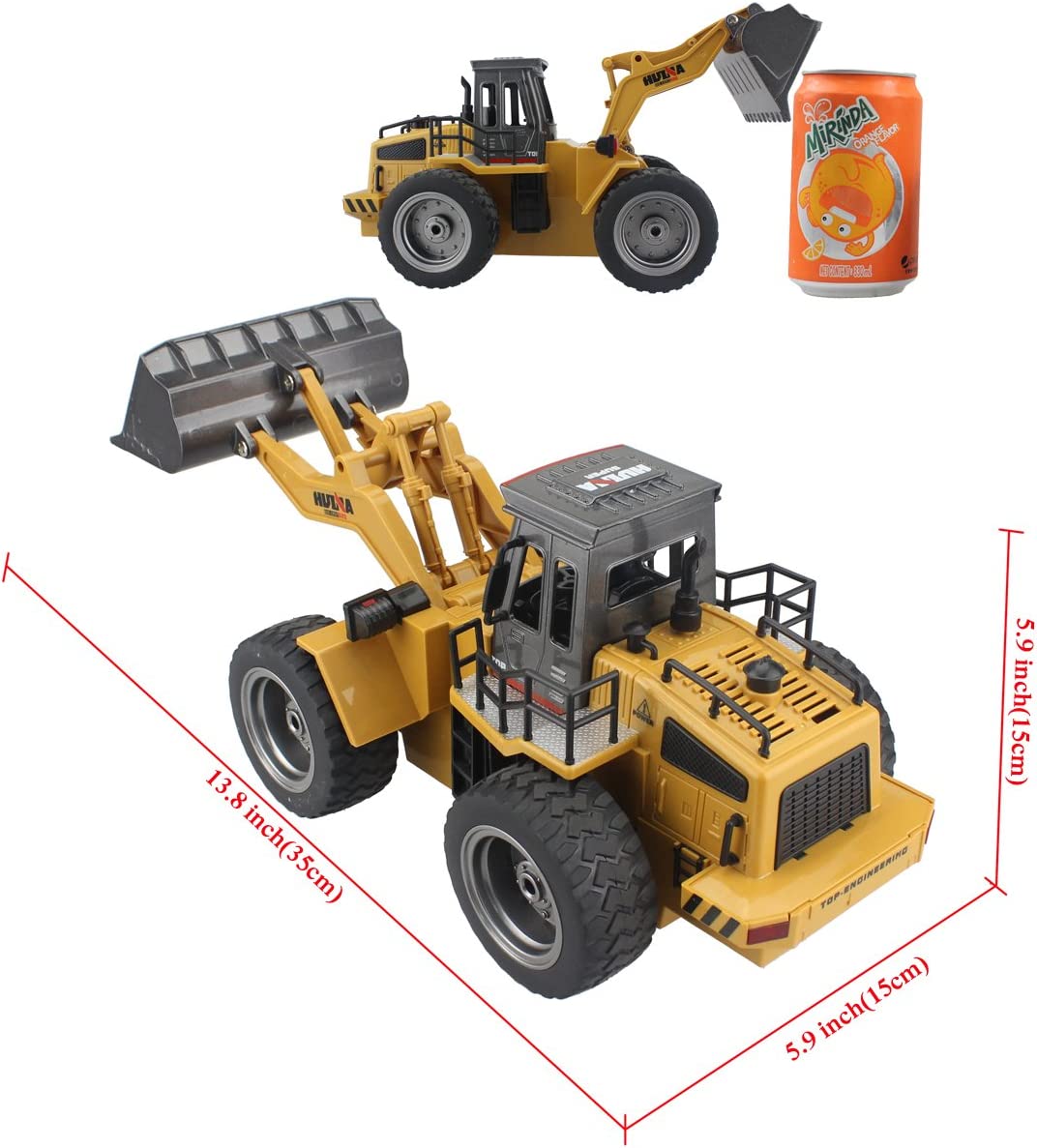 Fistone RC 6 Channel Front Loader Bulldozer Dump Truck Alloy Shovel Loader Tractor Truck  2.4G Radio Control 4 Wheel 4WD Front Loader Construction Vehicle Electronic Toys Game Hobby Model with Light and Sounds - Hatke