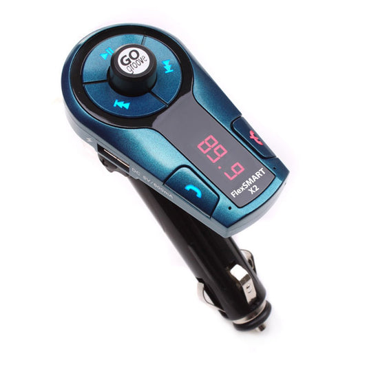 GOgroove FlexSMART X2 Mini In-Car Bluetooth FM Transmitter for Charging, Music Control & Hands-Free Calls (Open Box) - Hatke