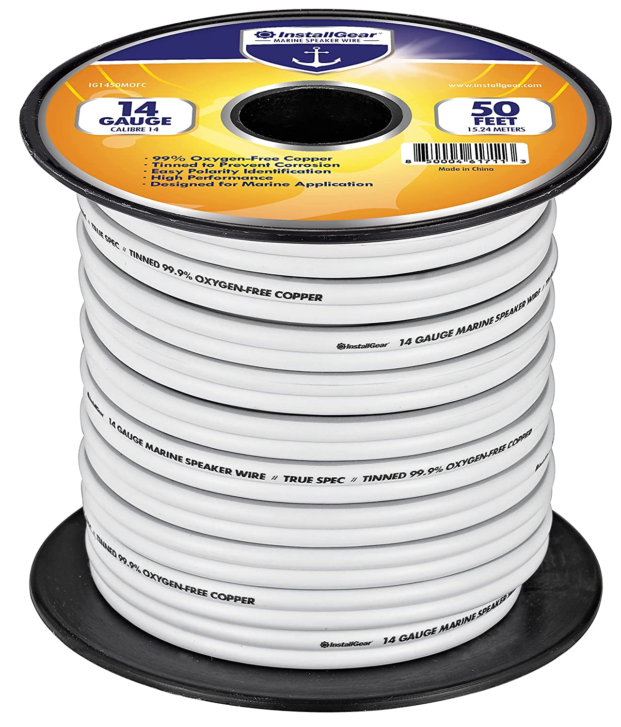 InstallGear 14 Gauge Tinned OFC Heavy Duty Boat Marine Speaker Wire, 50 feet - Hatke