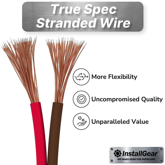 InstallGear 16 Gauge AWG Speaker Wire True Spec and Soft Touch Cable Wire (250ft Red/Black) | for Car Speakers, Stereos, Home Theater Speakers, Surround Sound, Radio | 16 Gauge Wire/Speaker Cable - Hatke