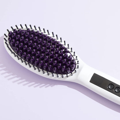 InStyler Straight Up Ceramic Straightening Brush - Detangling Hair Brush Straightener with Powerful Ceramic Heated Plates for Smooth, Frizz-Free Hair - For Thick, Curly & Wavy Hair Types - Hatke